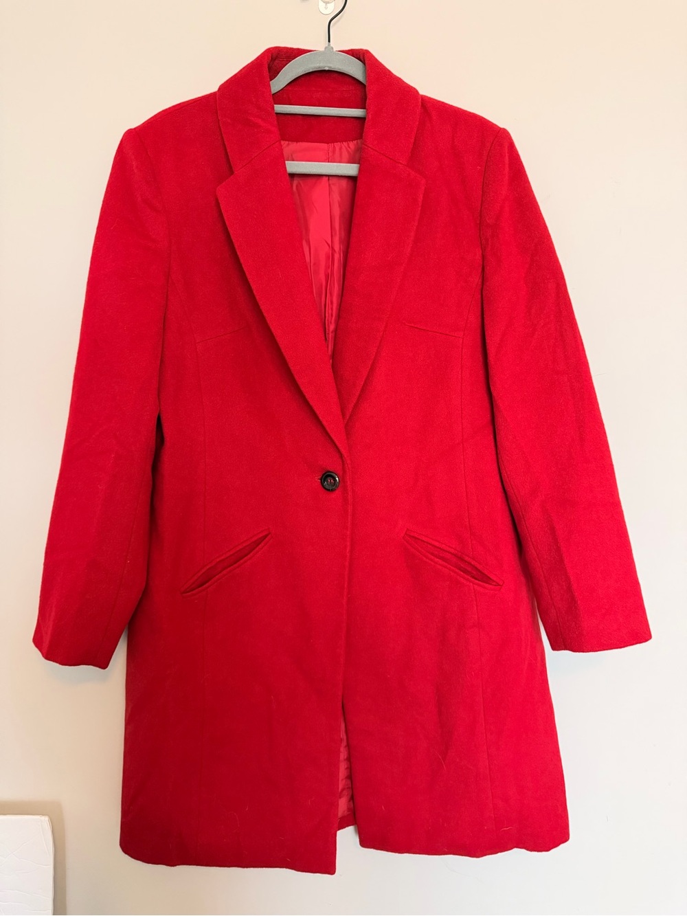 Unbranded 90% Wool 10% Cashmere Coat Red Classic Mid Length Women’s Sz M 8-10